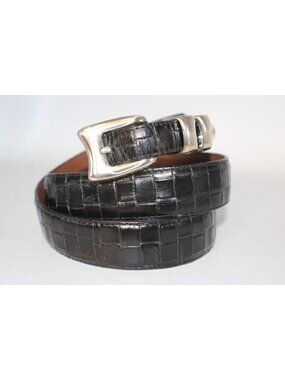Onyx Brighton Black Leather Belt Size 40 Silver Buckle Croc Style Print USA Made